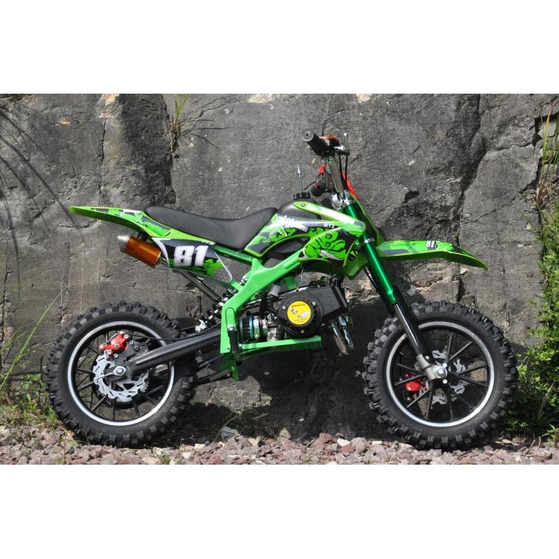1 MINICROSS NEW SPIDER RUOTE 10 MINIMOTO 49CC 2 TEMPI verde